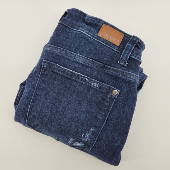 Judy Blue Denim - Judy Blue Size 7/28 Skinny Fit Dark Wash Distressed Jeans JB82340DK